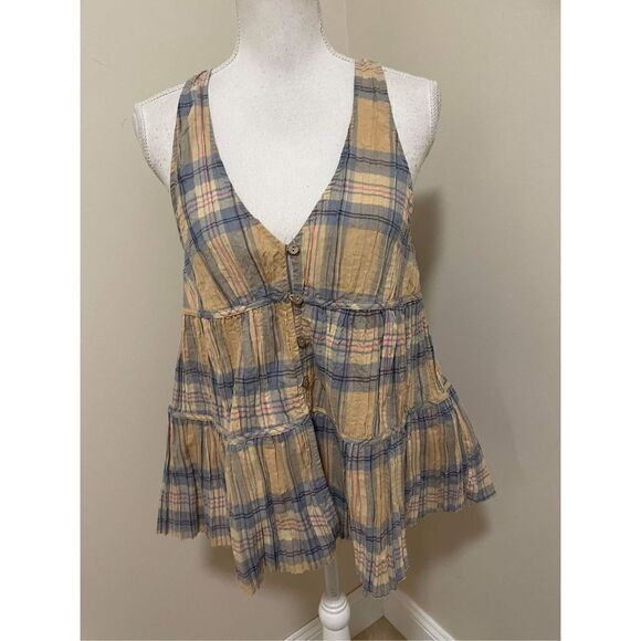 New Urban Outfitters UO Mia Check Babydoll Top Size XS - Picture 5 of 9